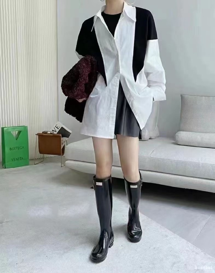 여자여자몰 어깨포인트 배색라인 모던시크 화이트셔츠 오버핏 긴팔남방 이미지 3