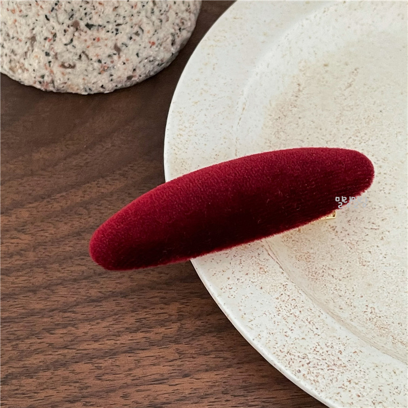 벨벳 앞머리핀 집게핀 겨울 옆머리 포인트핀 헤어핀 - 상세 이미지 3