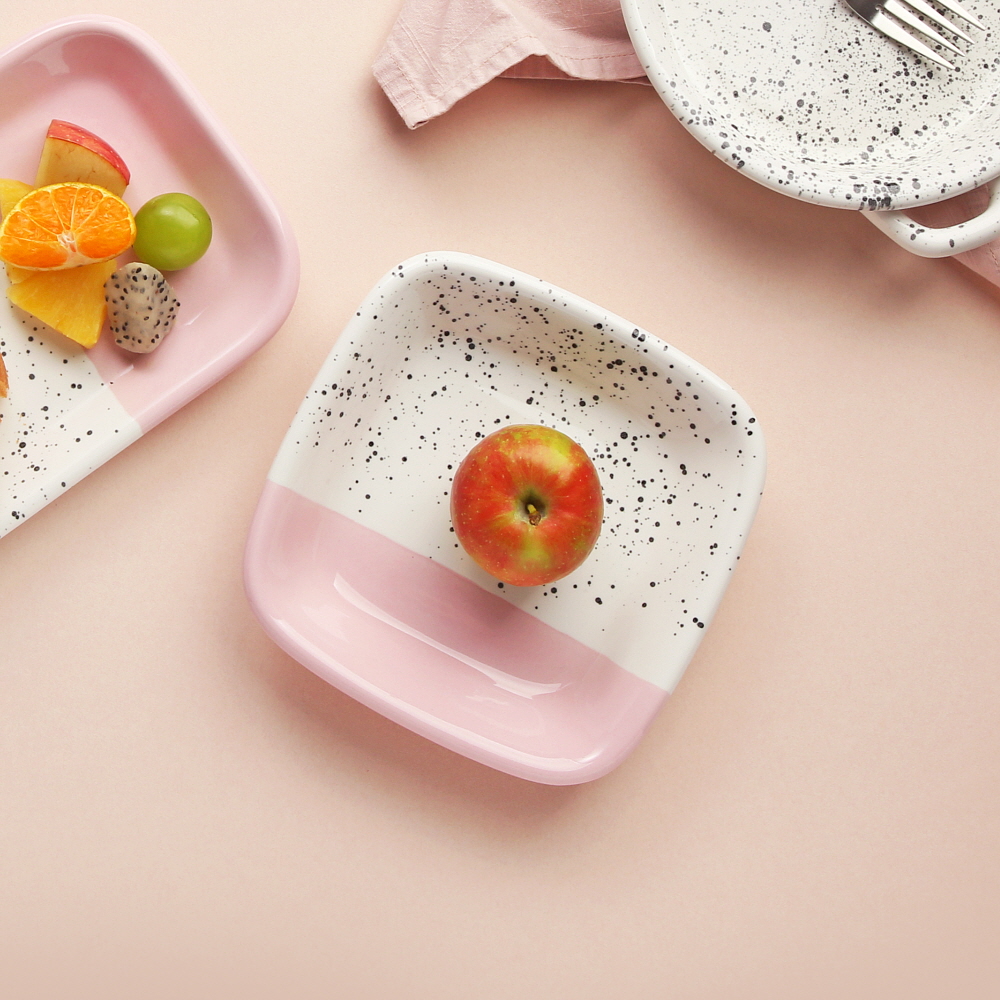 아르딘 에센셜 마블 쿠앤크 도자기 디저트 카페 플레이트 / 사각찬기(M) 16cm - 상품 이미지