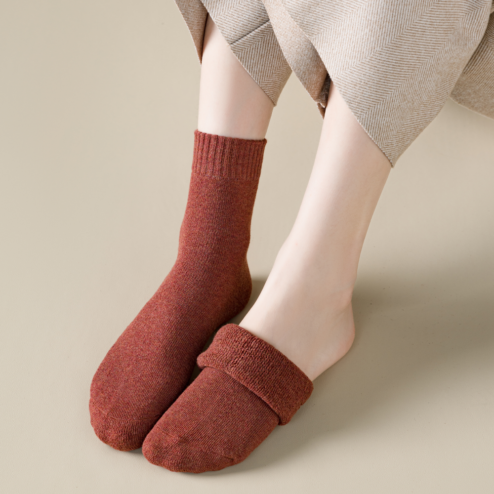 에멜강스 여성 겨울 기모 양말 따뜻한 보온 방한 발열 통파일 두꺼운 수면 양말 세트