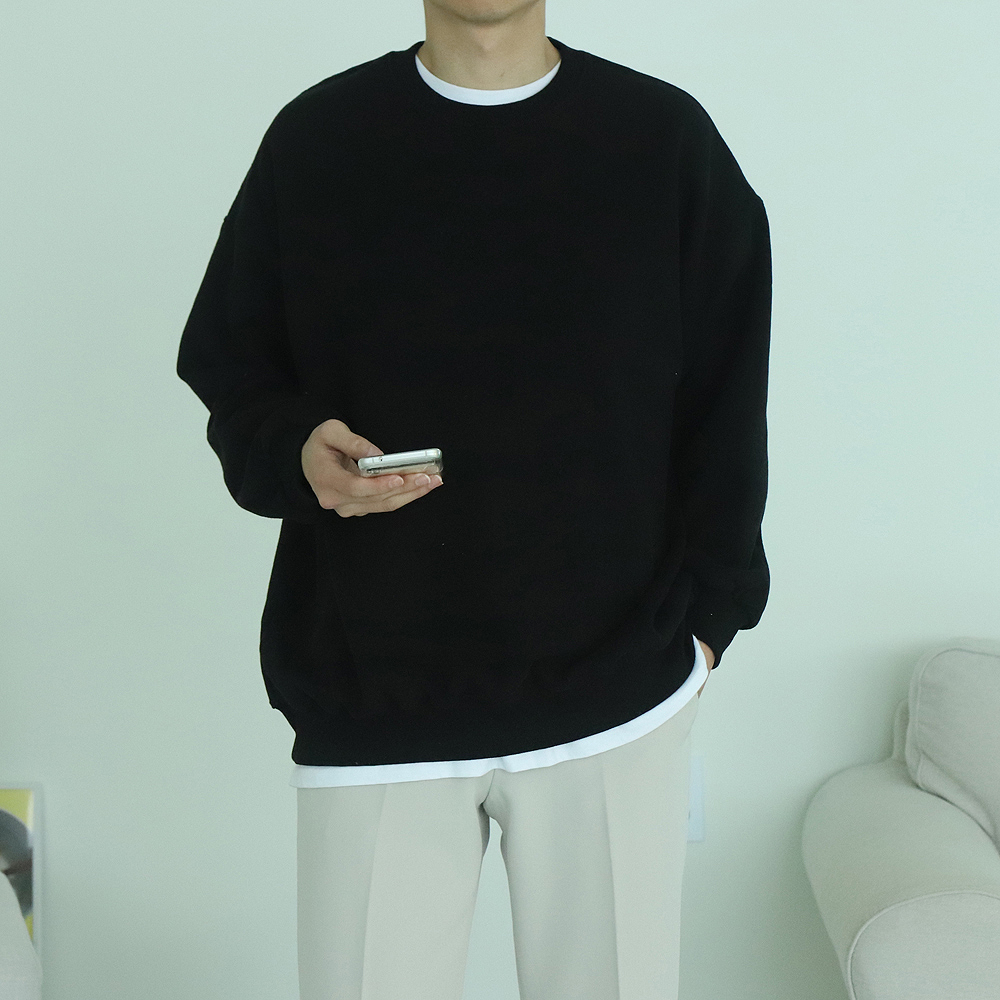 남자기모맨투맨 피그먼트 커플 오버핏 남자맨투맨 이미지 4