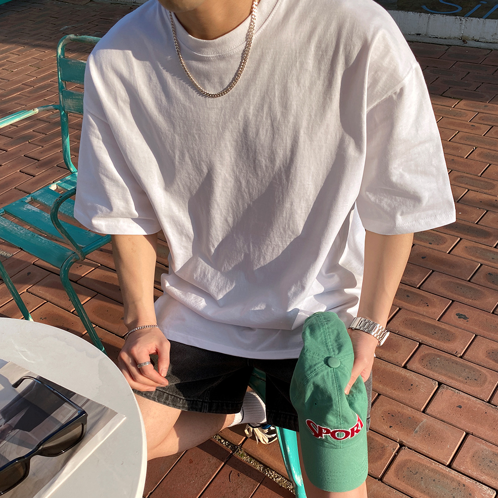 1+1 남자 이너 롱 무지 니플방지 레이어드반팔티 77cm - 상세 이미지 4