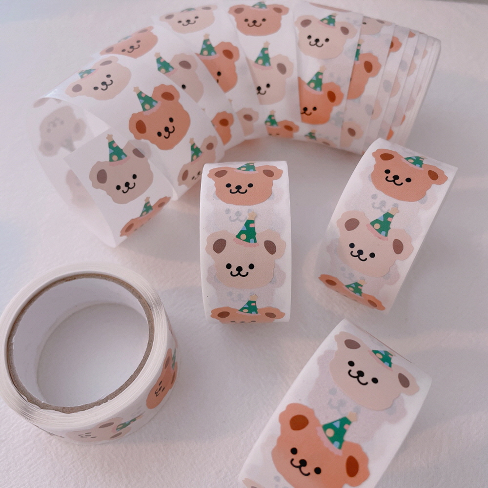 꼬마 곰 롤스티커 스꾸 다꾸 구디백 선물 포장 곰돌이 스티커 200p 제품 이미지