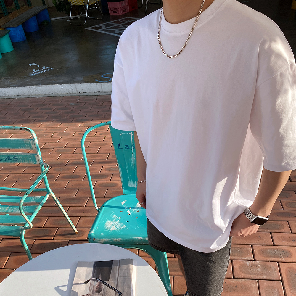 1+1 남자 이너 롱 무지 니플방지 레이어드반팔티 77cm - 상세 이미지 3