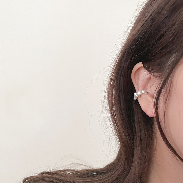 미니 하트 진주 포인트 이어커프 링 귀찌 귀안뚫는 귀걸이 2컬러 - 상품 이미지