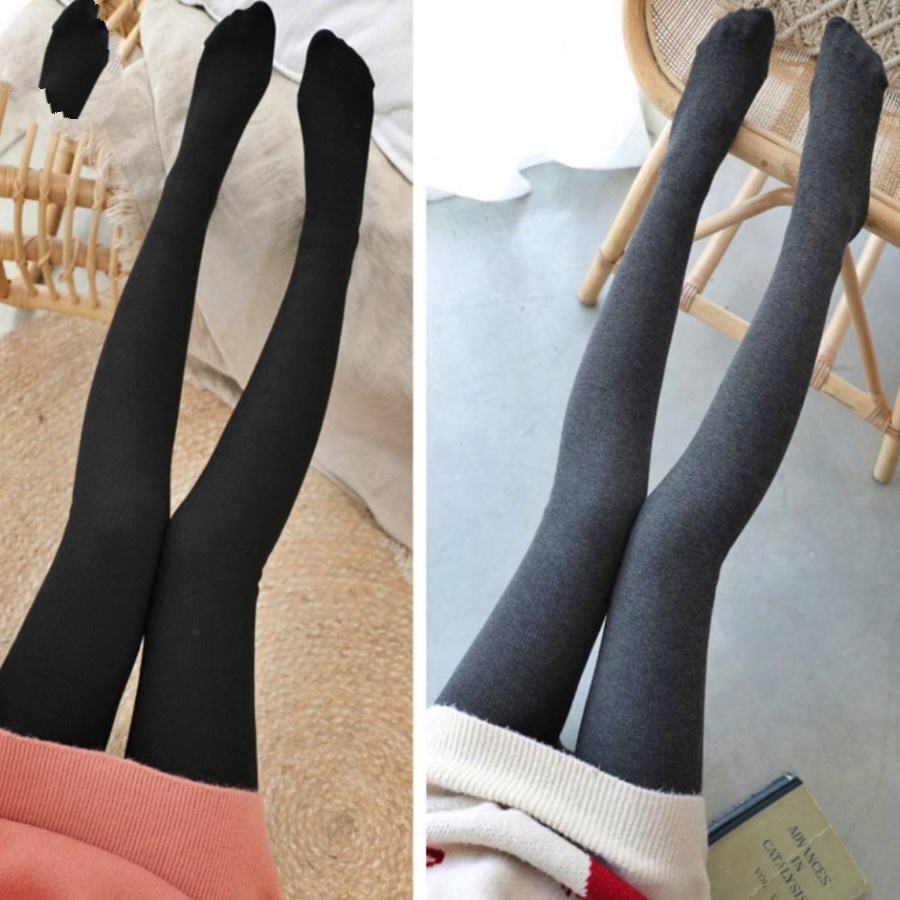 따뜻한 겨울용 무지 기모 골지 스타킹 타이즈 뱃살 압박 복부 보정 보온 발열