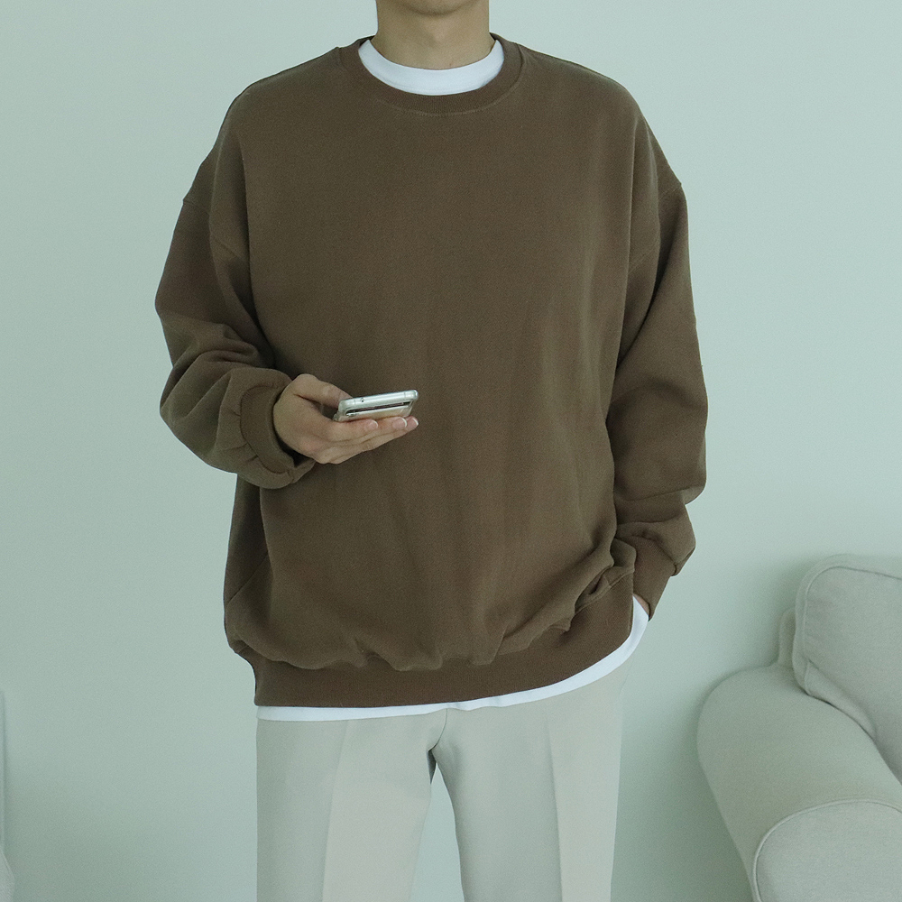 1+1 남자기모맨투맨 오버핏 피그먼트 커플맨투맨 이미지 3