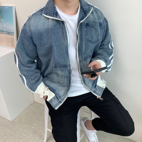남자청자켓 오버핏 데님점퍼 - 상품 이미지