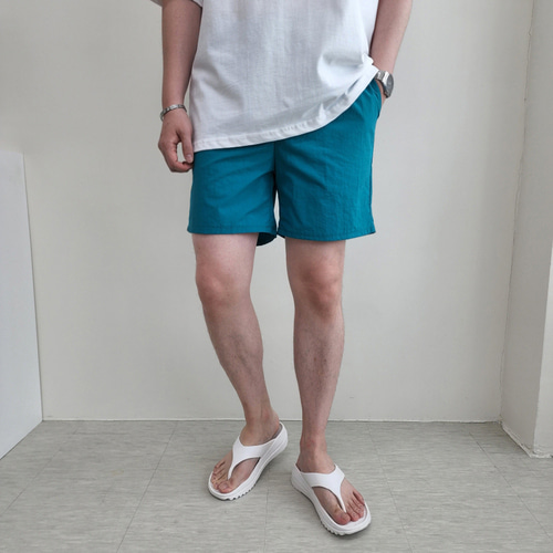 남자 반바지 빅 사이즈 밴딩 형광 비치웨어 숏팬츠 - 상세 이미지 5