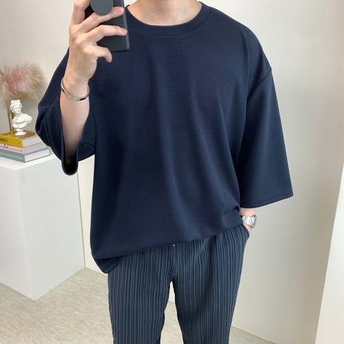 남자7부티셔츠 빅사이즈반팔 무지티 이미지 4