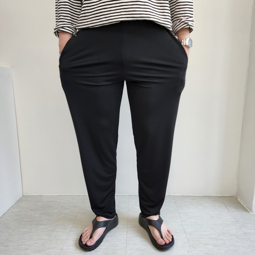 남자 테이퍼드핏 여름 냉장고 밴딩 팬츠 빅사이즈 - 상세 이미지 5