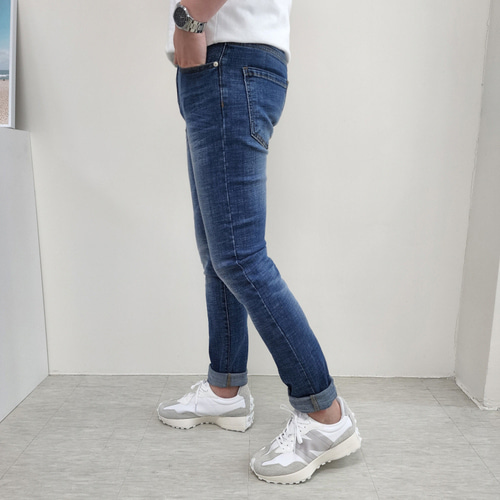 남자 청바지 30부터38 빅사이즈 진청 디스 스판 슬림일자 데님팬츠 이미지 8