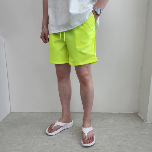 남자 반바지 빅 사이즈 밴딩 형광 비치웨어 숏팬츠 - 상세 이미지 3