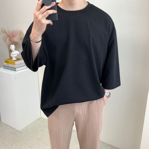 남자7부티셔츠 빅사이즈반팔 무지티 이미지 3
