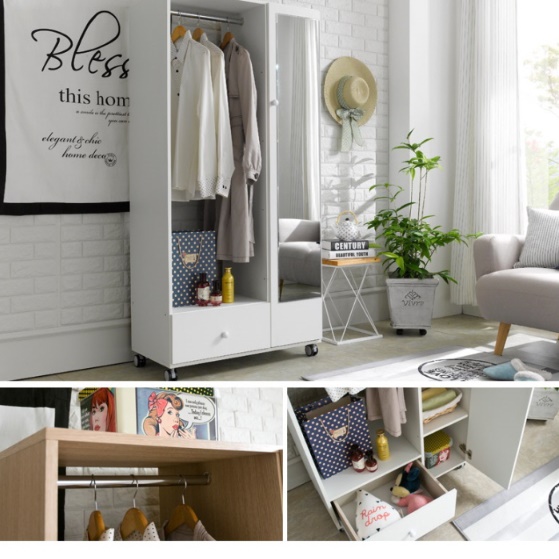 전신 거울행거 트롤리 행거 서랍형행거 바퀴 달린 이동식 이동 소형 미니 서랍장 작은 키큰