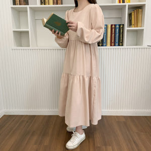 코듀로이 원피스 퍼프 빅사이즈 롱원피스 캉캉 골덴 가을 겨울 블랙 베이지... 착용 후기 | 사이즈/핏 총정리 - 상품 이미지 4