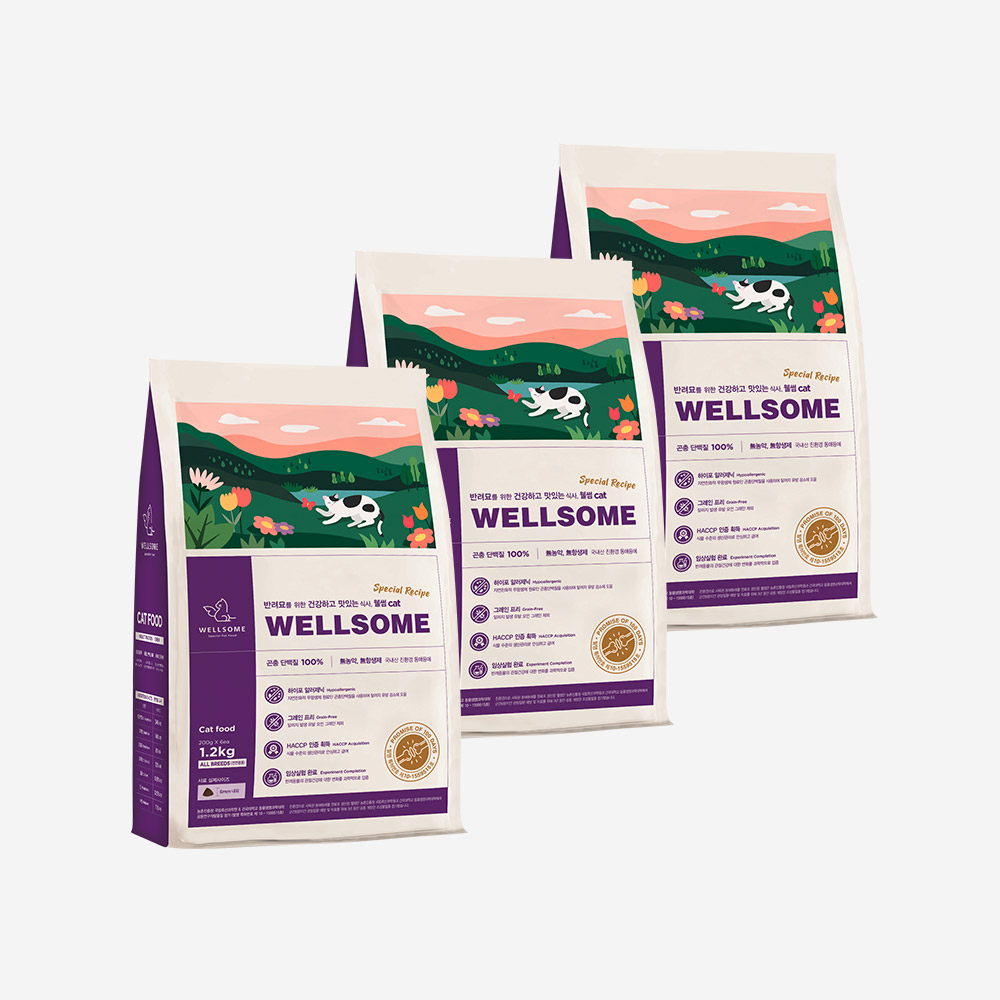 웰썸 고양이 사료 관절건강, 1.2kg, 3개