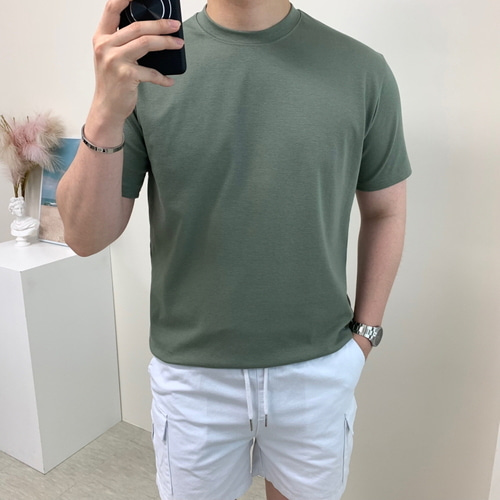 남자 슬림핏 아이스 분또 반팔 여름 쿨링 티셔츠 - 상세 이미지 4