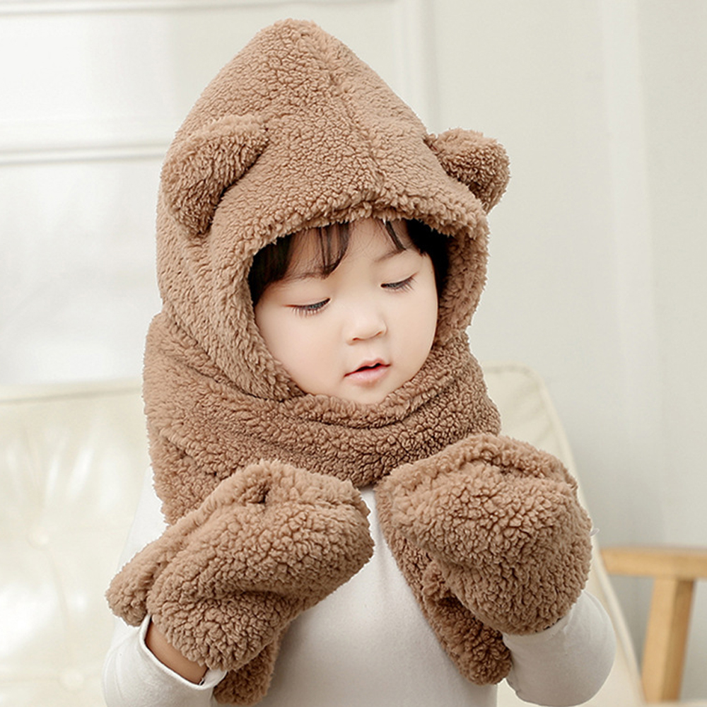 유아 키즈 여아 아동 초등 어린이 겨울 방한 털 방한 모자 목도리 장갑 세트 - 상세 이미지 5