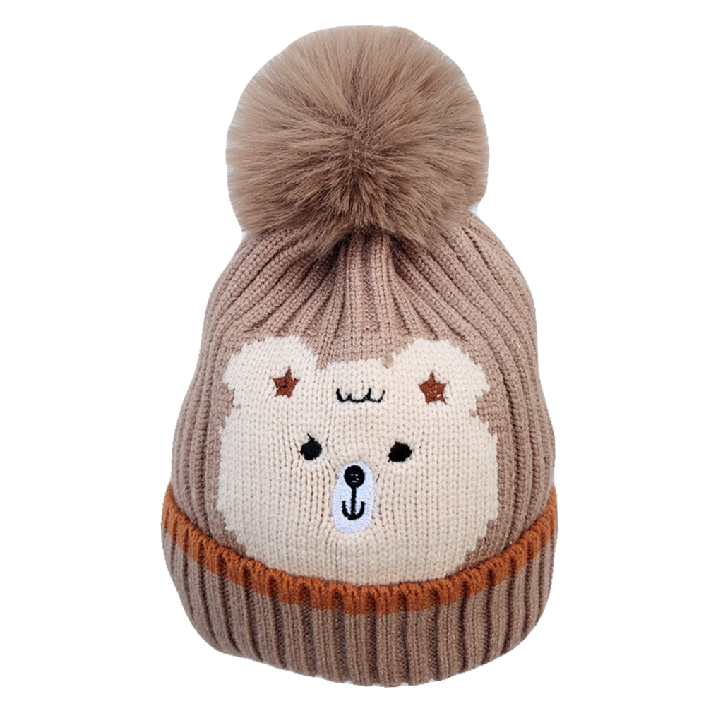겨울 유아 키즈 아동 어린이 남아 여아 초등 학생 방한 털 니트 곰돌이 방울 비니 모자 - 상세 이미지 2