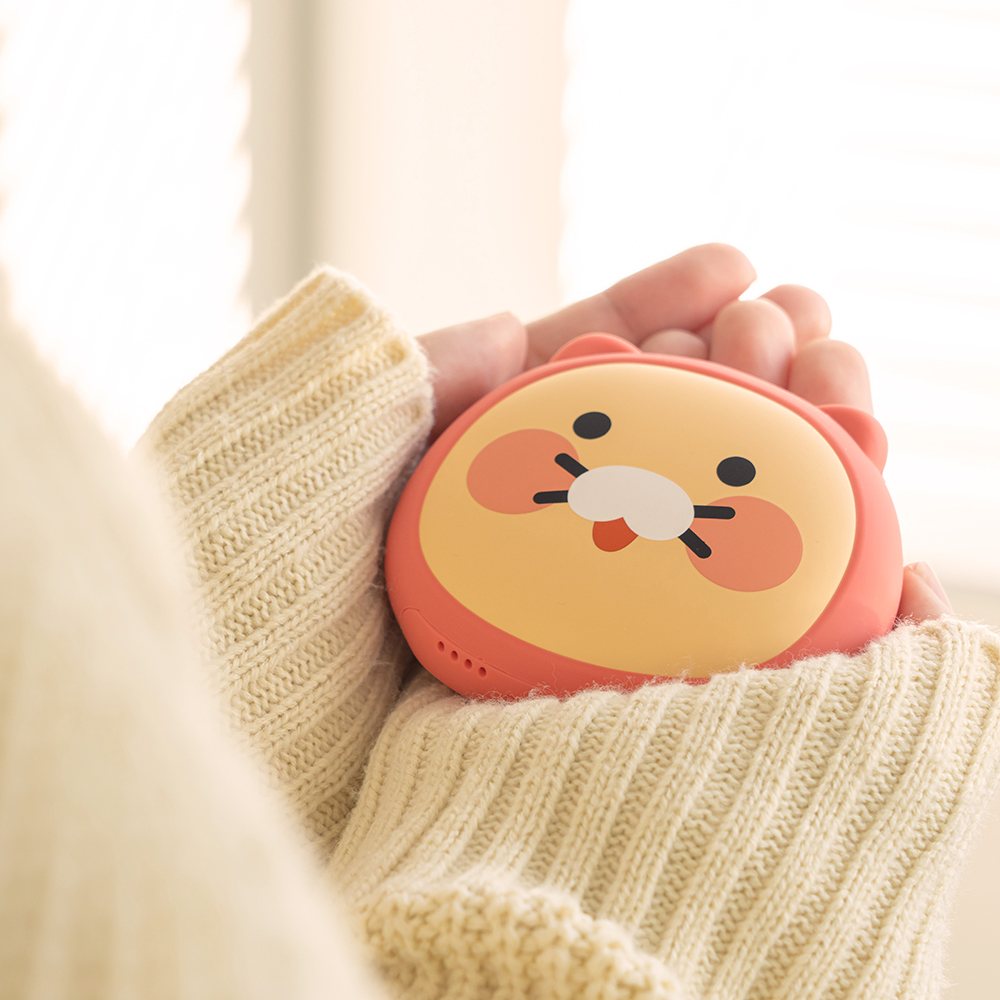 카카오프렌즈 얼굴형 손난로 보조배터리 C타입 충전 5000mAh, 핑크 패딩 라이언 - 상세 이미지 5
