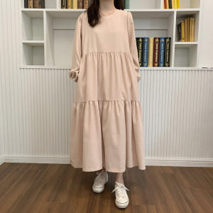 코듀로이 원피스 퍼프 빅사이즈 롱원피스 캉캉 골덴 가을 겨울 블랙 베이지... 착용 후기 | 사이즈/핏 총정리 - 상품 이미지 1