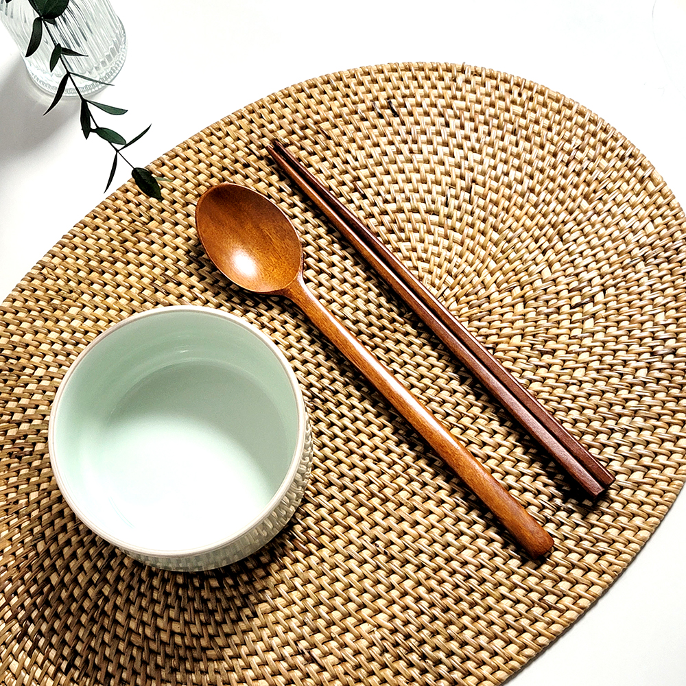 [각인제작] 옻칠 나무 수저세트 숟가락 젓가락 (브라운)