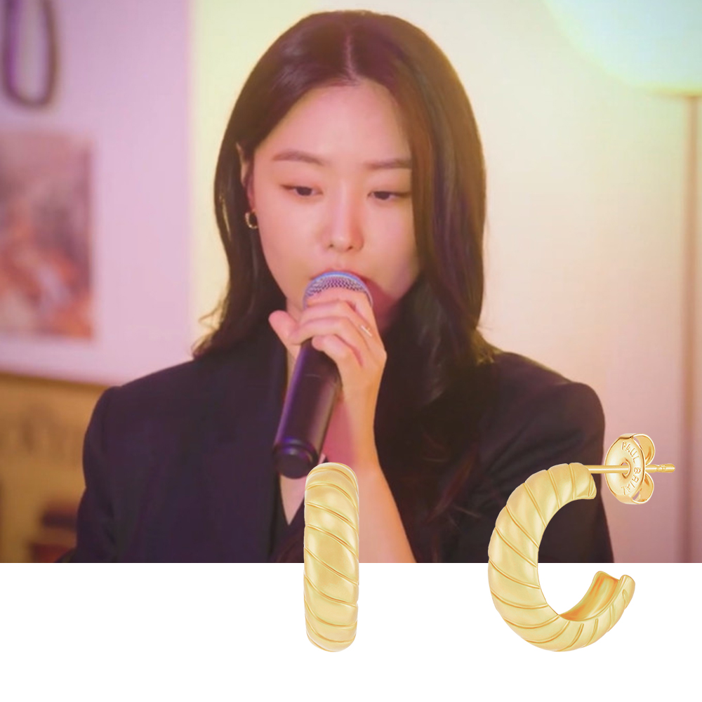 [유라 착용] 폴브리알 주얼리 루아 귀걸이 PYBE0145 (연예인 곡선 볼드 반달) - 상세 이미지 2