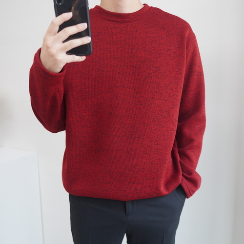겨울 기모 데일리 남자 루즈핏 울 기모 니트티 6컬러 이미지 4