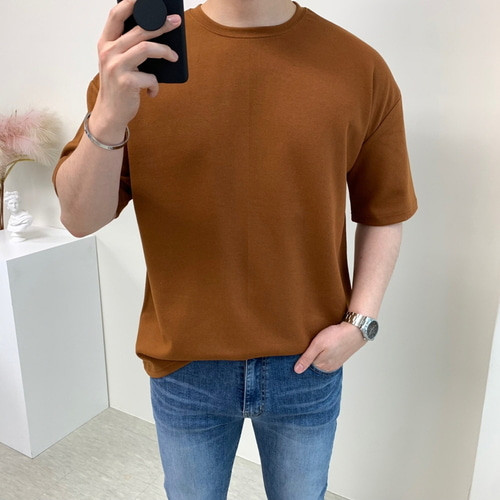 남자 빅사이즈 반팔 특양 면 스판 무지