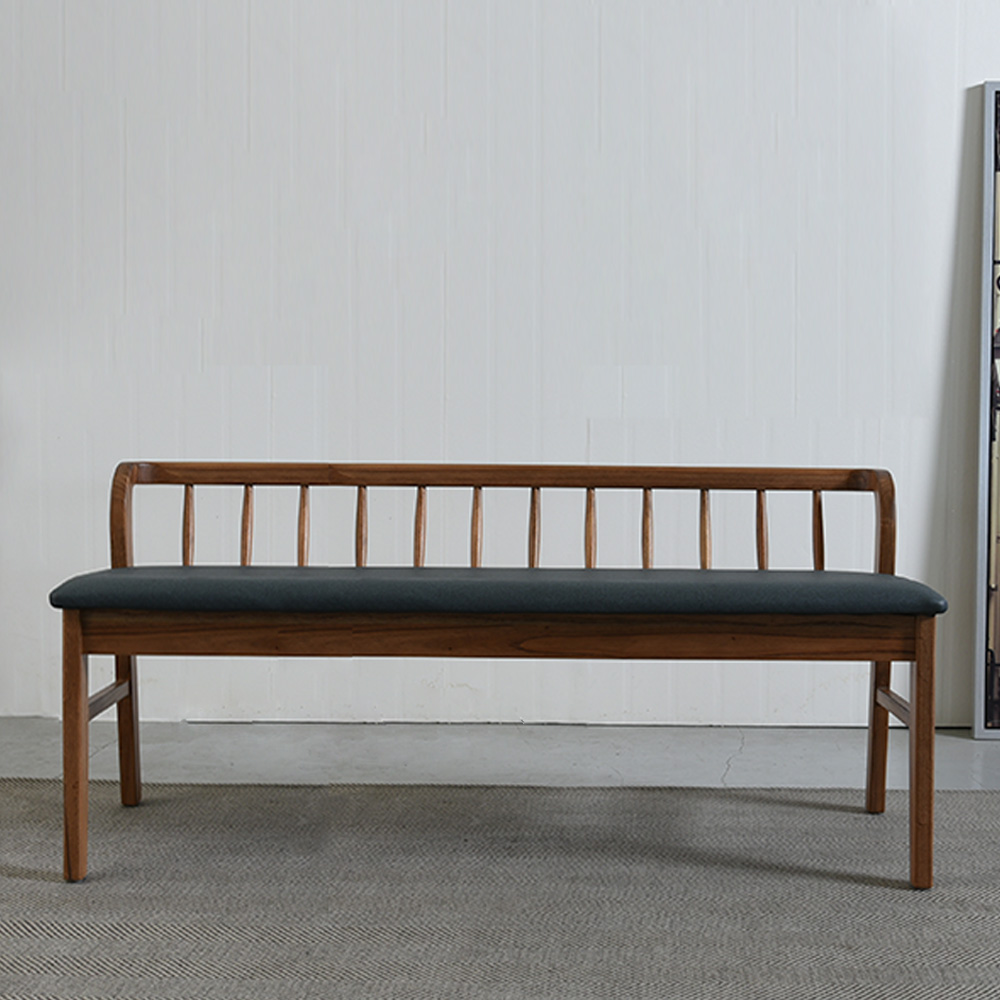 스코나 라모슨 원목 가죽 3인 등받이 벤치 의자 1400