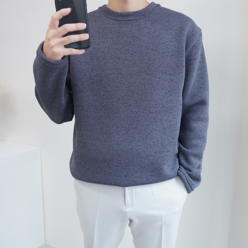 겨울 기모 데일리 남자 루즈핏 울 기모 니트티 6컬러 이미지 3