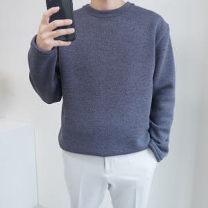 겨울 기모 데일리 남자 루즈핏 울 기모 니트티 6컬러 착용 후기 | 사이즈/핏 총정리 - 상품 이미지 3