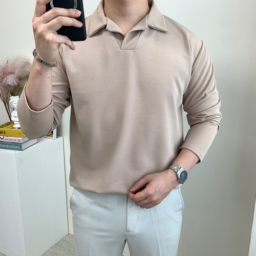 남자 긴팔 95부터110 빅사이즈 오버핏 루즈핏 봄 가을 스판 무지 분또 면 스판 티셔츠 - 상세 이미지 2