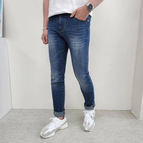 남자 청바지 30부터38 빅사이즈 진청 디스 스판 슬림일자 데님팬츠 - 상세 이미지 4