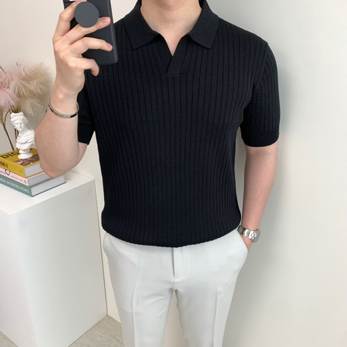 남자반팔니트 남성머슬핏니트 - 상세 이미지 5