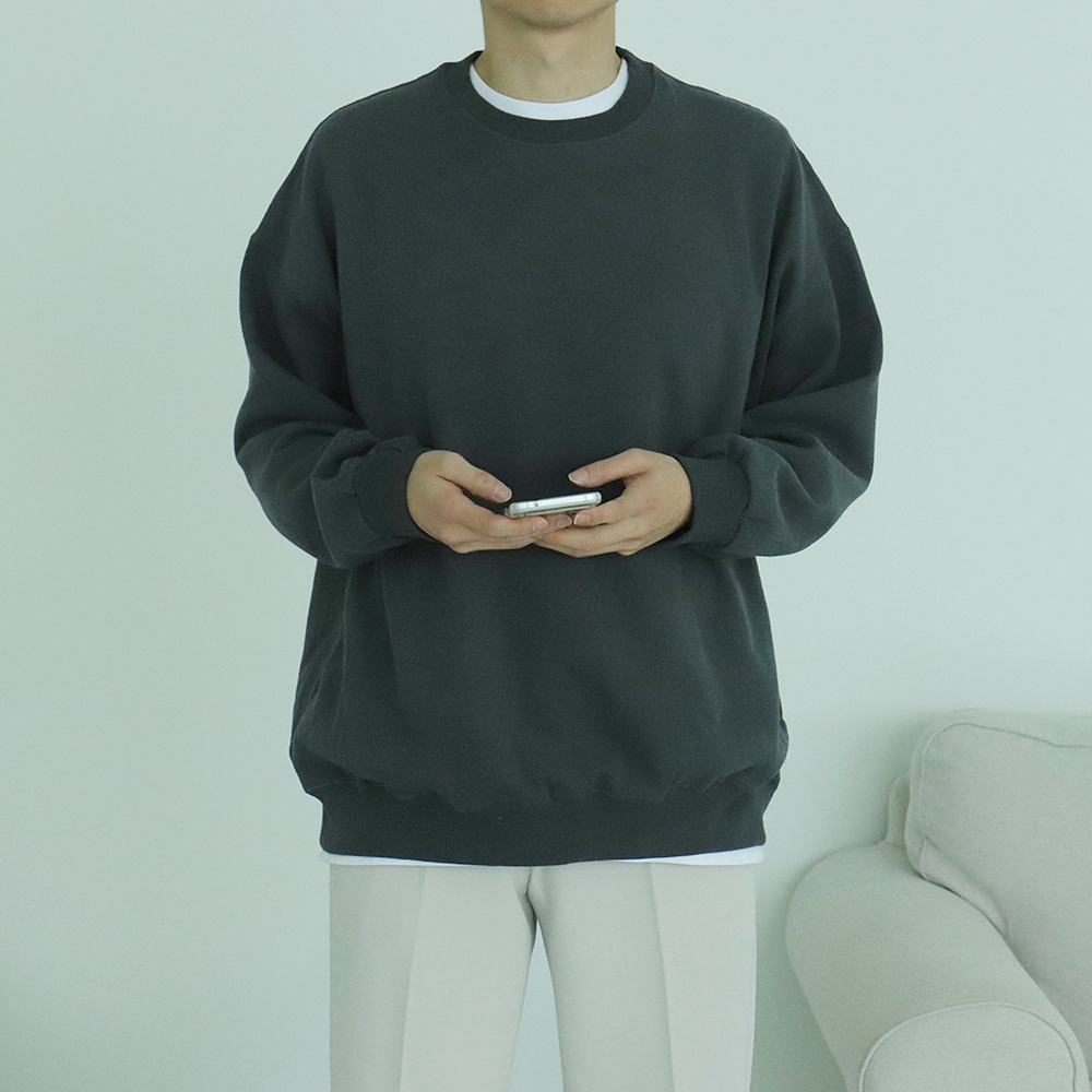 1+1 남자기모맨투맨 오버핏 피그먼트 커플맨투맨 이미지 4