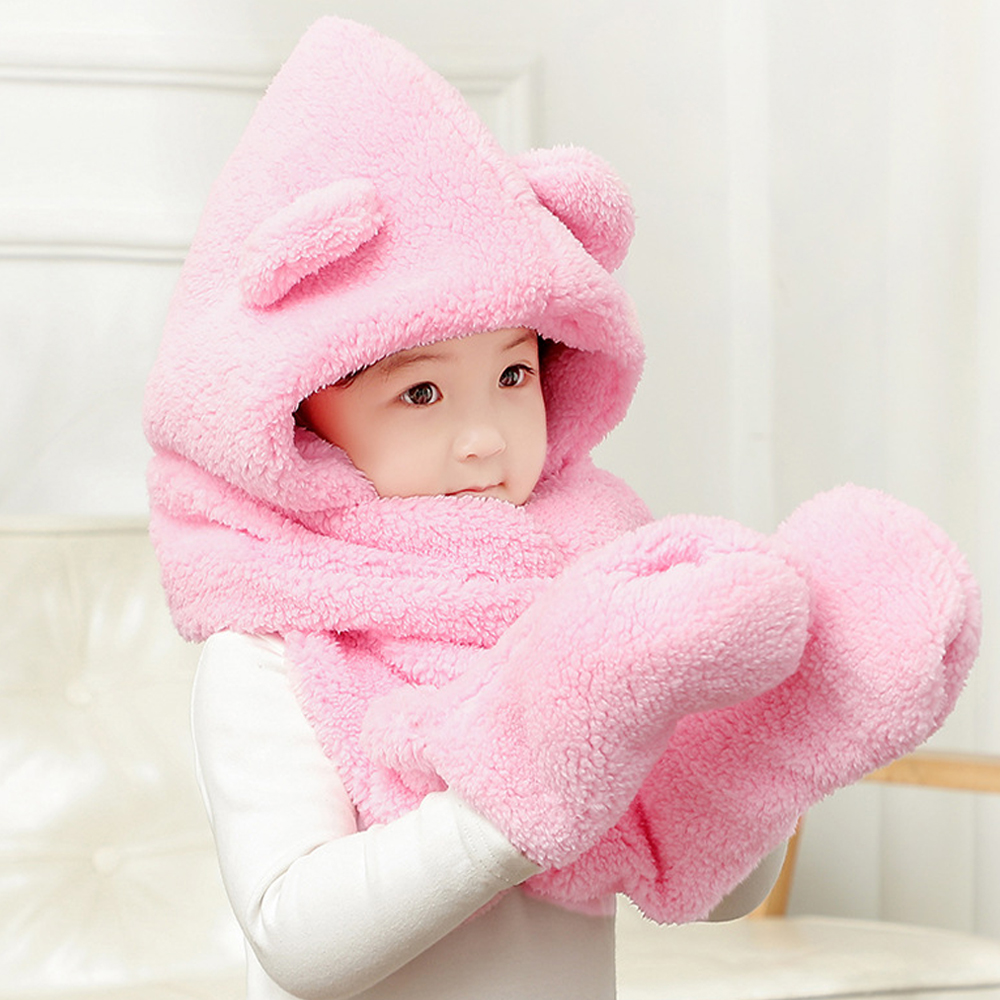 유아 키즈 여아 아동 초등 어린이 겨울 방한 털 방한 모자 목도리 장갑 세트 - 상세 이미지 3