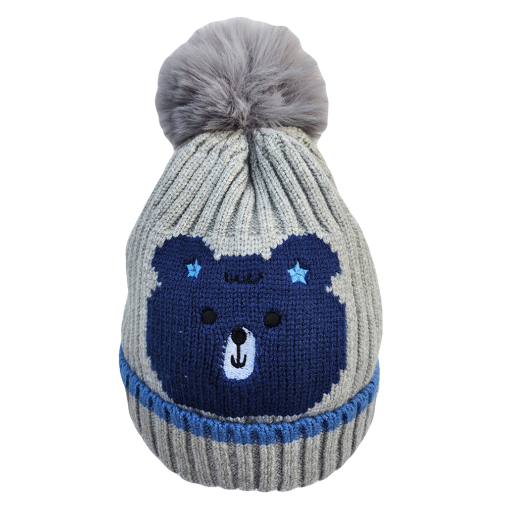 겨울 유아 키즈 아동 어린이 남아 여아 초등 학생 방한 털 니트 곰돌이 방울 비니 모자 - 상세 이미지 3