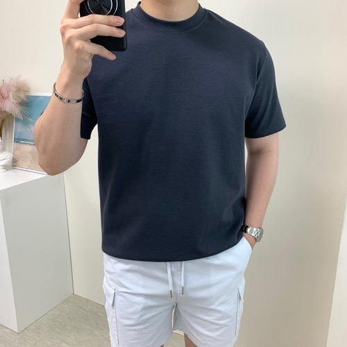 남자 슬림핏 아이스 분또 반팔 여름 쿨링 티셔츠 - 상세 이미지 2