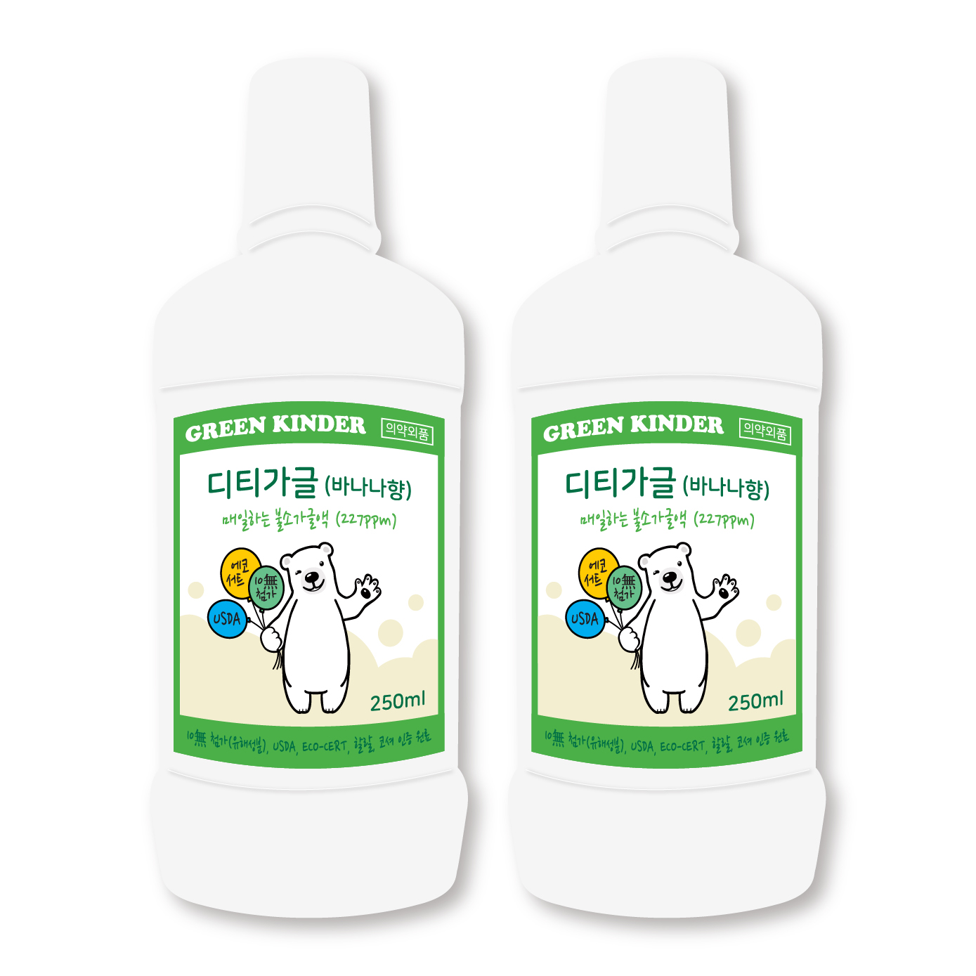 디티불소가글 바나나향 250ml 2개입 1세트 227ppm - 상품 이미지