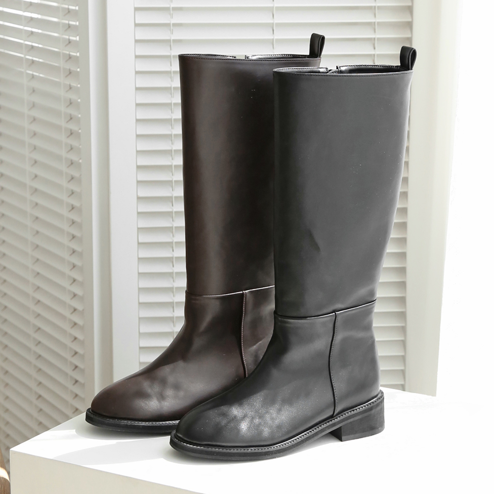 여성 빅사이즈 롱부츠 발편한 가죽 통넓은롱부츠