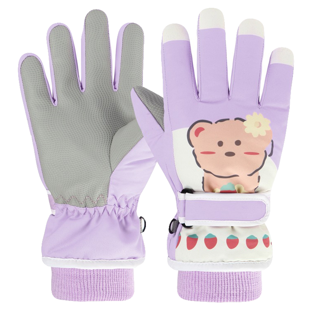 유아 아동 키즈 여아 남아 어린이 초등 학생 주니어 겨울 털 방한 손가락 스키 패딩 장갑 - 상세 이미지 3