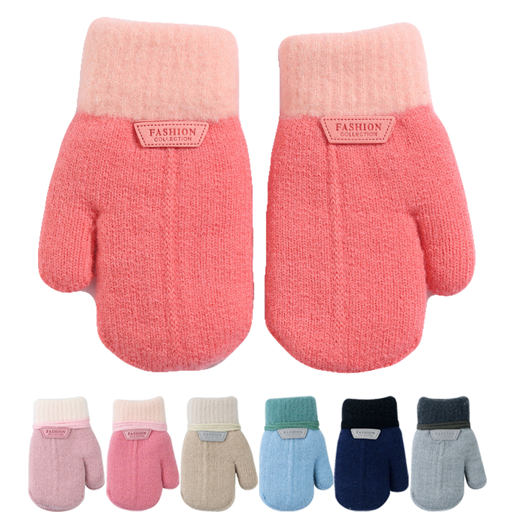 유아 키즈 아동 여아 남아 어린이 초등 학생 겨울 방한 니트 털 벙어리 장갑 - 상품 이미지
