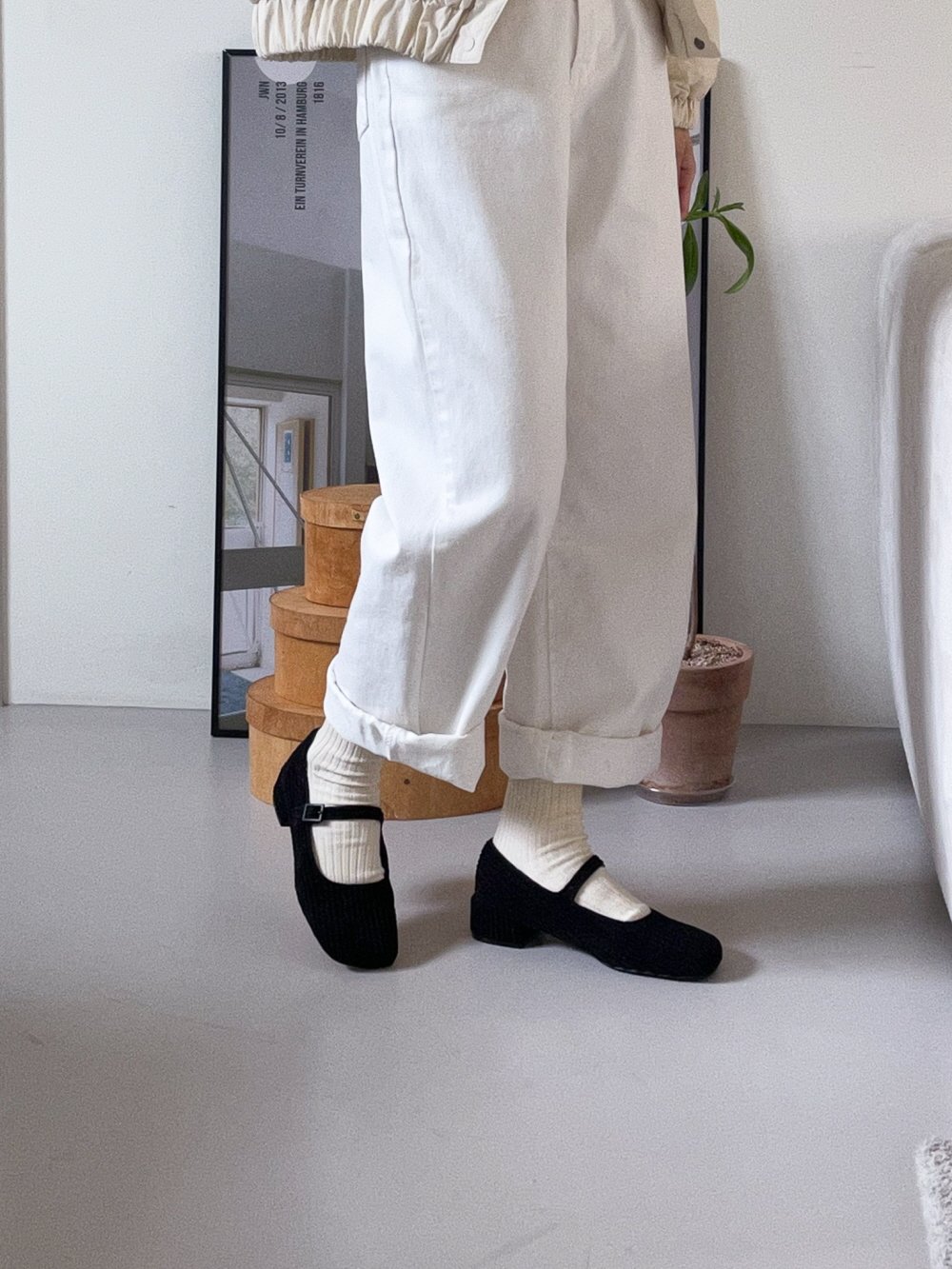 (225-250) 데일리 코듀로이 골덴 메리제인 버클 스퀘어 펌프스 통굽 쿠션 힐 4cm 상세 이미지 8