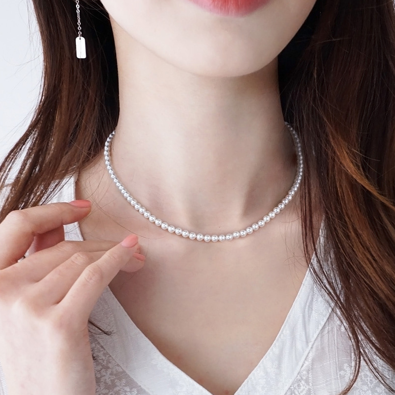 오스트리아 크리스탈 스왈 펄 진주목걸이 4mm/6mm/8mm - 상세 이미지 2