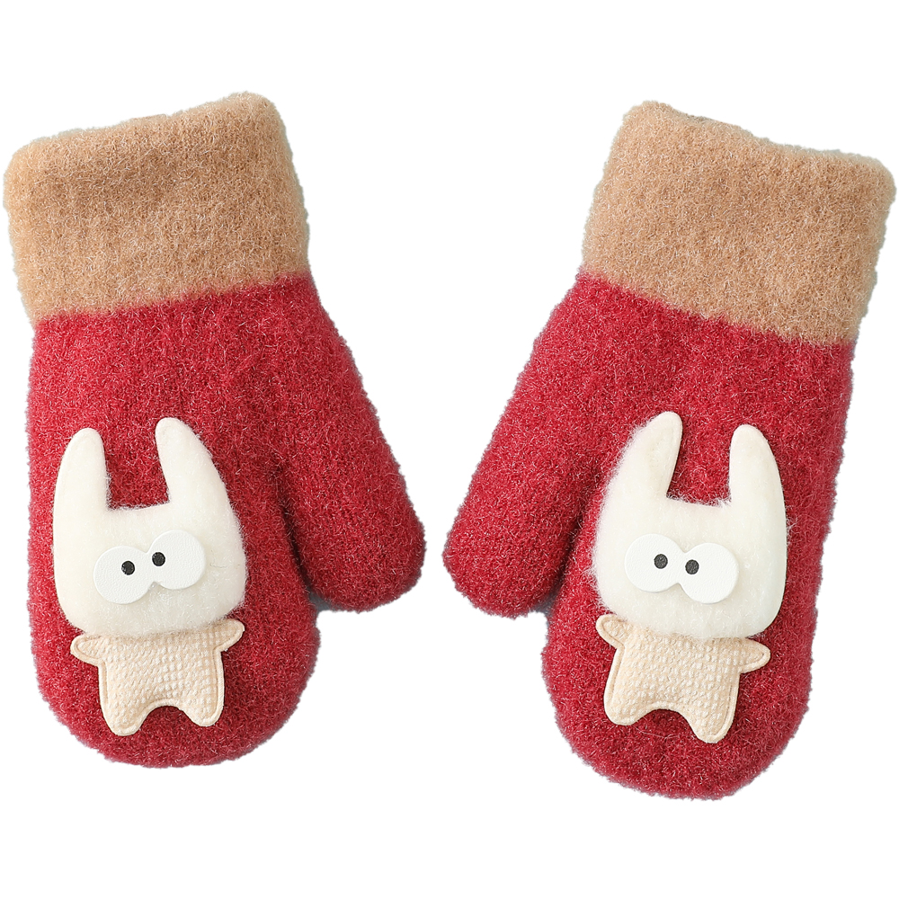 유아 키즈 아동 여아 남아 어린이 아기 겨울 방한 니트 털 벙어리 귀여운 캐릭터 장갑 - 상세 이미지 2