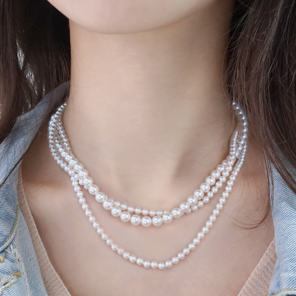 오스트리아 크리스탈 스왈 펄 진주목걸이 4mm/6mm/8mm - 상세 이미지 3