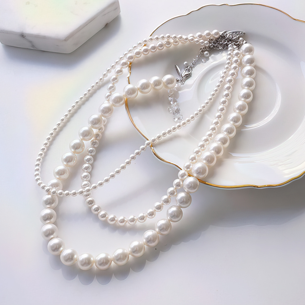 오스트리아 크리스탈 스왈 펄 진주목걸이 4mm/6mm/8mm - 상품 이미지