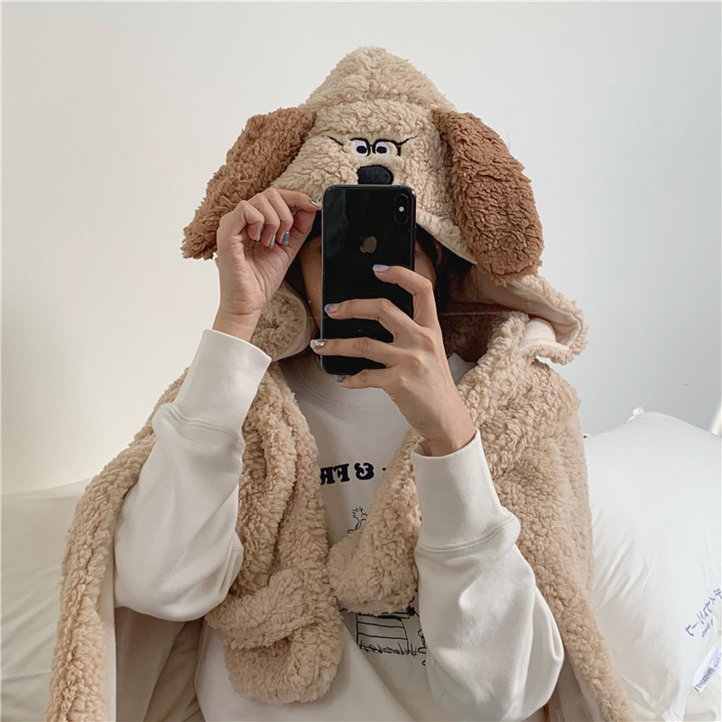 로즈소녀하우스 입는담요 양털 집순이 후드담요